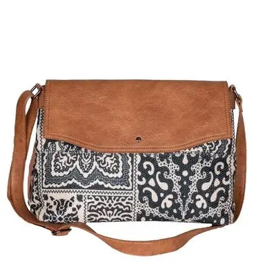 Sapphire Up-Cycled Canvas and Durrie Crossbody