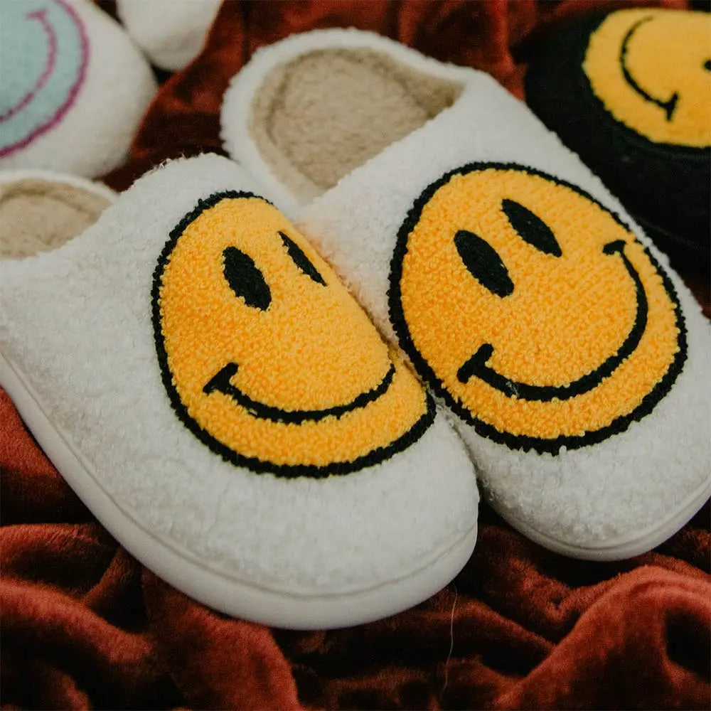 Happy Face Fuzzy Slippers