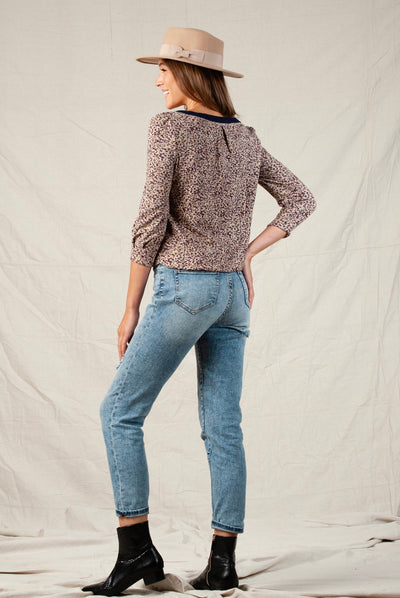 Raspberry Floral Knit Top